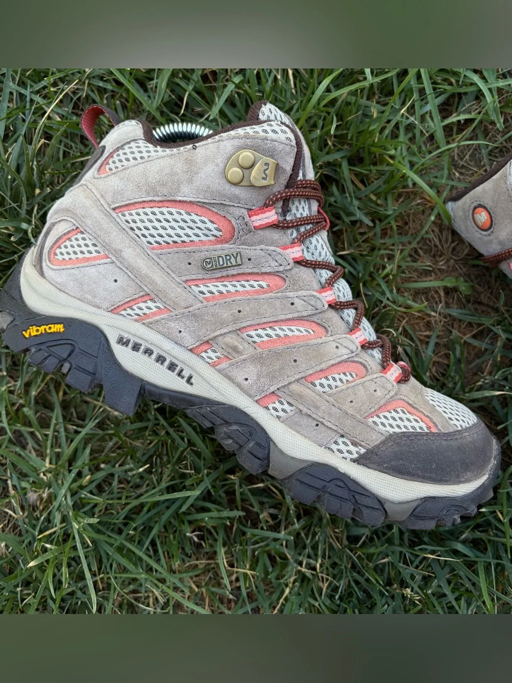 Merrell Moab 3 Mid Trail Hiking Boots - Women's size 7.5 brown orange hi top - Picture 2 of 7